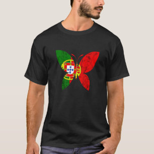 Boterfly Freedom Portugese Pride Portugal vlag P T-shirt
