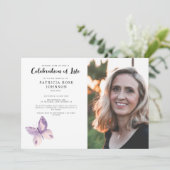 Boterfly Funeral Celebration of Life Photo Invita Kaart (Staand voorkant)