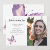 Boterfly Funeral Celebration of Life Photo Invita Kaart (Voorkant / Achterkant)