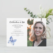 Boterfly Funeral Celebration of Life Photo Kaart (Staand voorkant)
