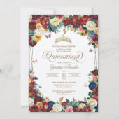 Boterfly Garden Colorful Floral Quinceanera Kaart (Voorkant)