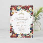 Boterfly Garden Colorful Floral Quinceanera Kaart (Staand voorkant)