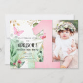 Boterfly Garden Floral Flowers 1e eerste verjaarda Kaart (Voorkant)