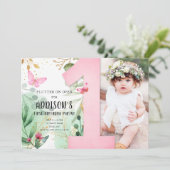 Boterfly Garden Floral Flowers 1e eerste verjaarda Kaart (Staand voorkant)