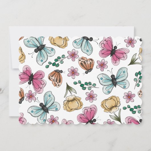 Boterfly Garden Spring Girl Birthday Kaart (Achterkant)