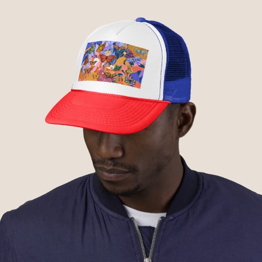 Boterfly Garden Trucker Hat Pet (In situ)