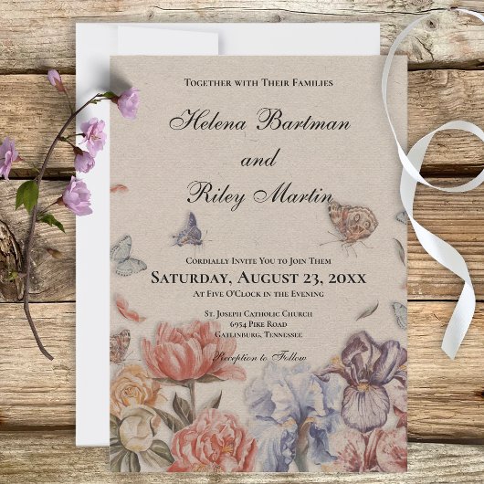 Boterfly Garden Wedding Invitation Kaart