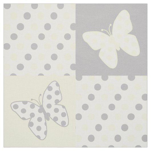 Boterfly Geel Gray Polka Dots Stof (Swatch)