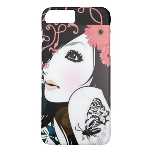 Boterfly Girl Floral Swirls Case-Mate iPhone Case (Achterkant)