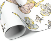Boterfly Girl Pastel Pink Blue Yellow  Cadeaupapier (Rol Hoek)