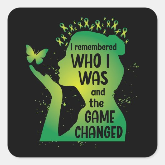 Boterfly Groene lint voor geestelijke gezondheid Vierkante Sticker (Voorkant)