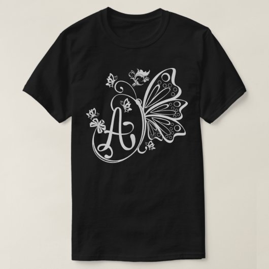 Boterfly Grunge Fairycore Aesthetic Letter a Mono T-shirt (Design voorkant)