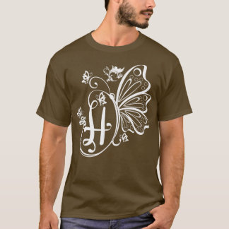 Boterfly Grunge Fairycore Aesthetic Letter H Mono T-shirt