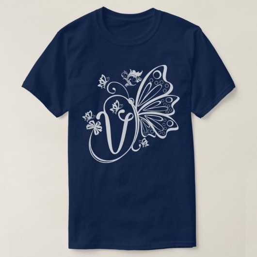 Boterfly Grunge Fairycore Aesthetic Letter V Mono T-shirt (Design voorkant)