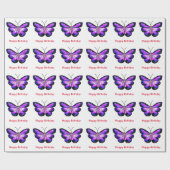 Boterfly Happy-verjaardagstrappapier Cadeaupapier (Vlak)