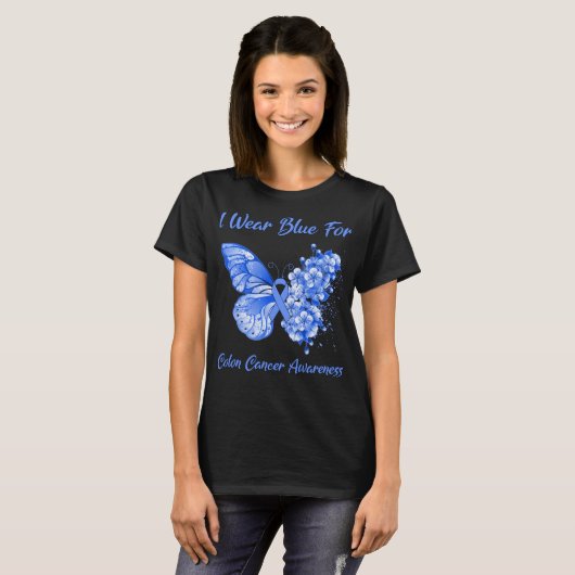 Boterfly I Draag blauw voor het bewustzijn van Col T-shirt (Voorkant volledig)