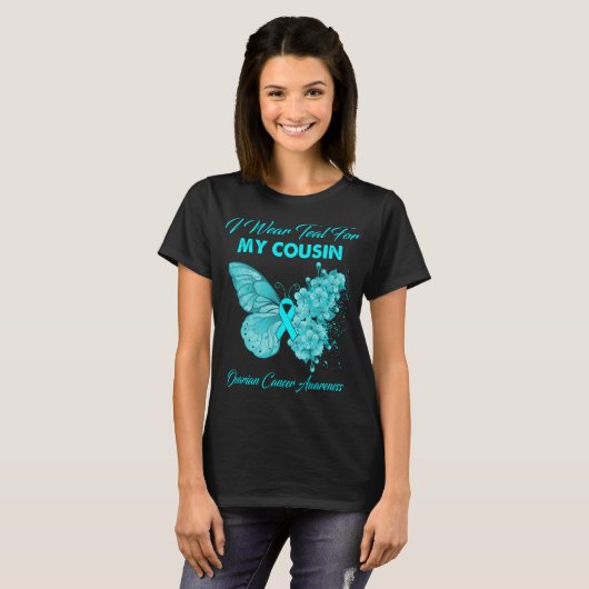 Boterfly I Draag Blauwgroen voor mijn neef-ovarium T-shirt (Voorkant volledig)