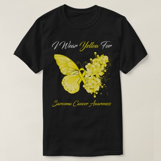 Boterfly I Draag geel voor arcoma-kanker T-shirt (Design voorkant)