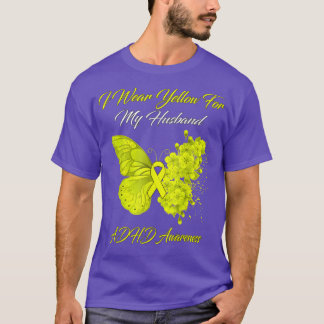 Boterfly ik Draag geel voor mijn man ADHD waren T-shirt