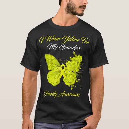 Boterfly ik Draag geel voor mijn opa Obesitas Awa T-shirt (Voorkant)