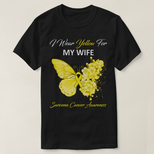 Boterfly ik Draag geel voor mijn vrouw, de Sarcoma T-shirt (Design voorkant)