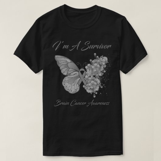 Boterfly I'm a Survivor Brain Cancer Awareness T-shirt (Design voorkant)