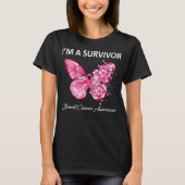Boterfly I'm a Survivor Breast Cancer Awareness T-shirt (Voorkant)