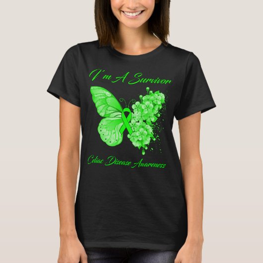 Boterfly I'm a Survivor Celiac Disease Awareness T-shirt (Voorkant)