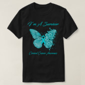 Boterfly I'm a Survivor Cervical Cancer Awareness T-shirt (Design voorkant)