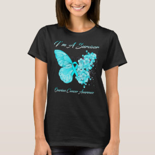 Boterfly I'm a Survivor Ovarian Cancer Awareness T-shirt