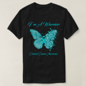 Boterfly I'm a Warrior Cervical Cancer Awareness T-shirt (Design voorkant)