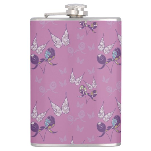 Boterfly Joy Flask (Paars) Heupfles (Voorkant)