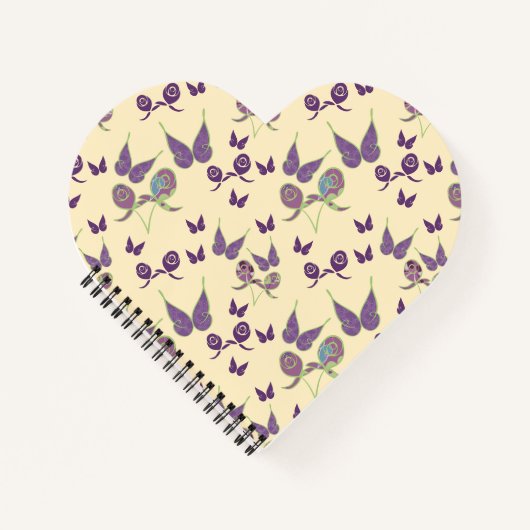 Boterfly Joy in Cream Heart-Shaped Notitieboek (Voorkant)