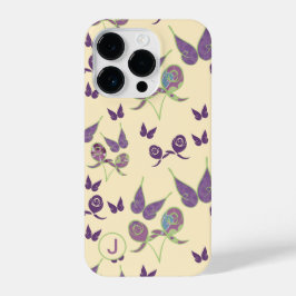 Boterfly Joy in Cream iPhone 14 Pro Hoesje Monogra
