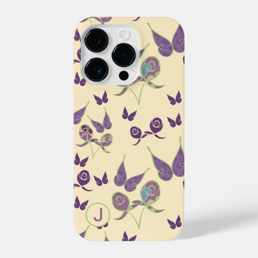 Boterfly Joy in Cream iPhone 14 Pro Hoesje Monogra (Achterkant)