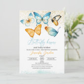Boterfly kisses baby shower Invitation Kaart (Staand voorkant)