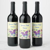 Boterfly kleurrijke Tattoo stijl Wijn Etiket (Flessen)