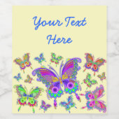 Boterfly kleurrijke Tattoo stijl Wijn Etiket (Enkel label)