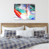 Boterfly Koi waterverf schilder Japanse kunst Canvas Afdruk (Insitu (Slaapkamer))
