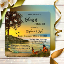 Boterfly Lake Rehearsal Dinner Invitation