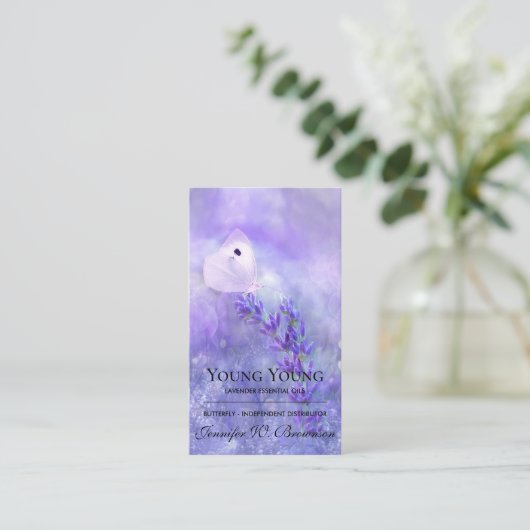 Boterfly Lavender Floral Essential Oils Visitekaartje (Staand voorkant)