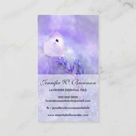 Boterfly Lavender Floral Essential Oils Visitekaartje (Achterkant)