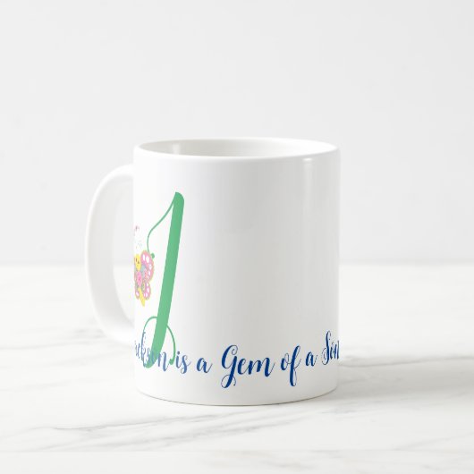 Boterfly Letter J Floral Mok (Voorkant links)