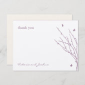 Boterfly Love Wedding Dankuwel Kaarten (Paars) (Voorkant / Achterkant)