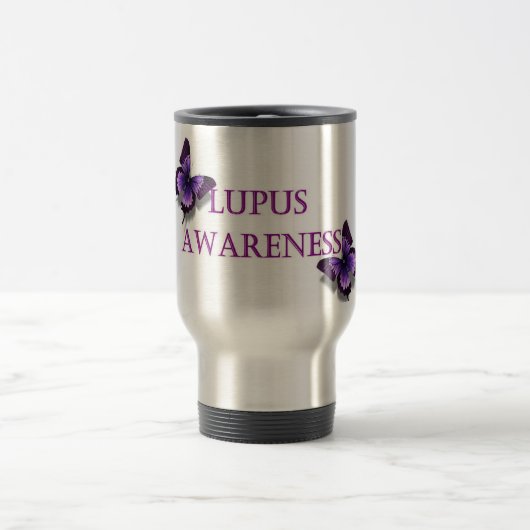 Boterfly Lupus Awareness Coffee Mok Travel Mug (Center)