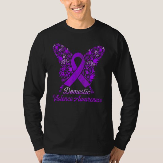 Boterfly - maand van Paarse maand van geweldplegin T-shirt (Voorkant)