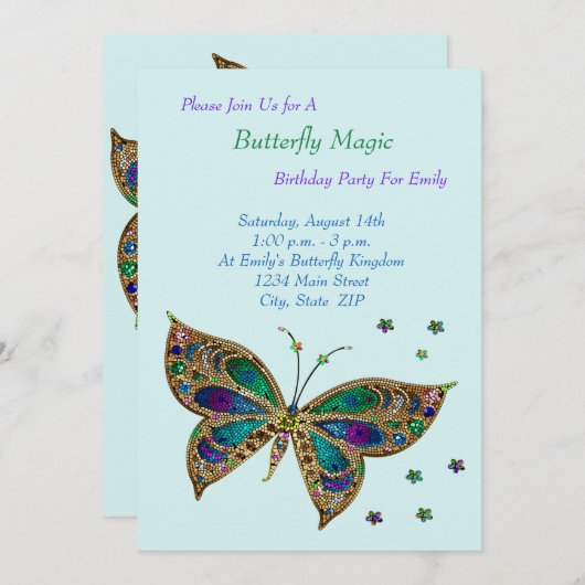 Boterfly Magic Birthday Kaart (Voorkant / Achterkant)