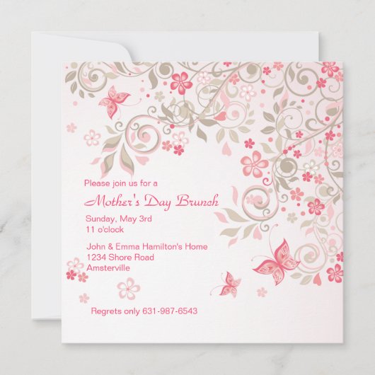 Boterfly Meadow Moederdag Invitation Kaart (Voorkant)