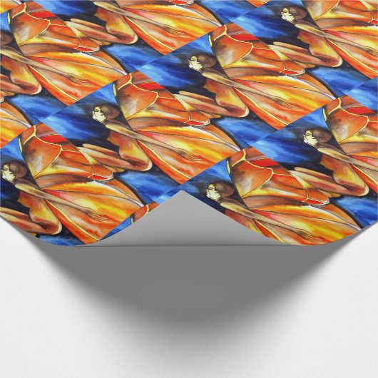 Boterfly meisje surrealistische originele fantasie cadeaupapier (Hoek)