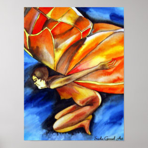 Boterfly meisje surrealistische originele fantasie poster
